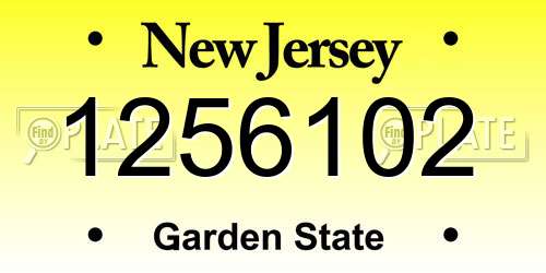 1256102 New Jersey License Plate