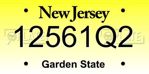 12561Q2 New Jersey License Plate