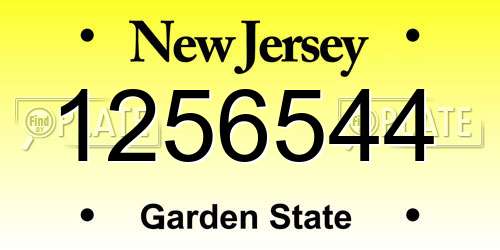 1256544 New Jersey License Plate