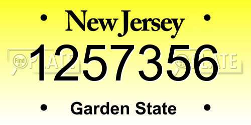 1257356 New Jersey License Plate