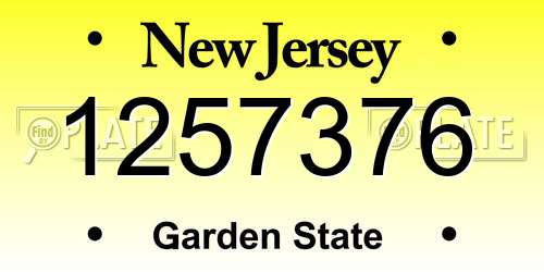 1257376 New Jersey License Plate