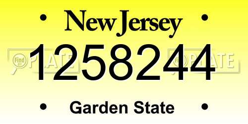 1258244 New Jersey License Plate