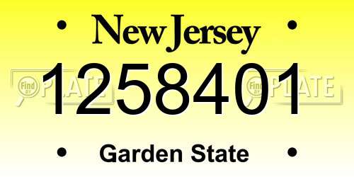1258401 New Jersey License Plate