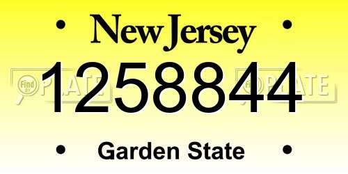 1258844 New Jersey License Plate