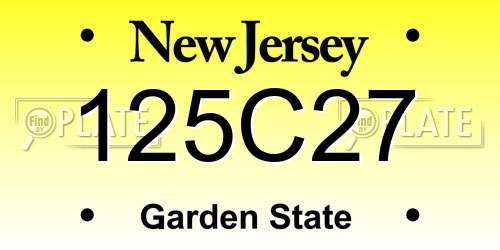 125C27 New Jersey License Plate