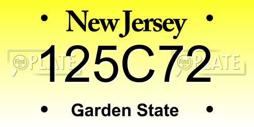 125C72 New Jersey License Plate