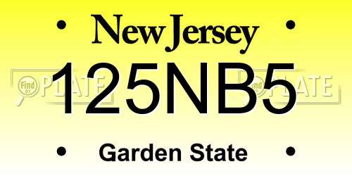 125NB5 New Jersey License Plate