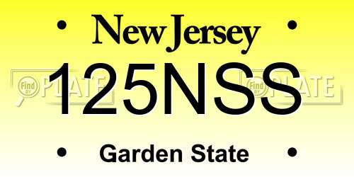 125NSS New Jersey License Plate
