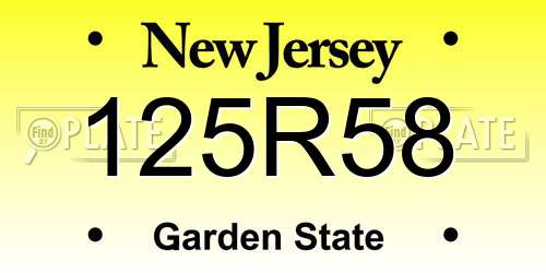 125R58 New Jersey License Plate