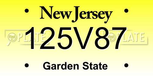 125V87 New Jersey License Plate