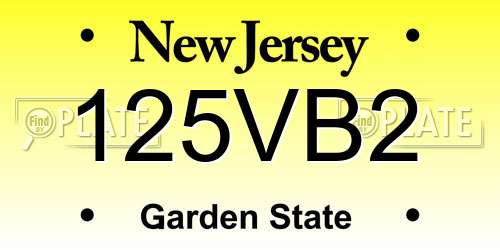 125VB2 New Jersey License Plate