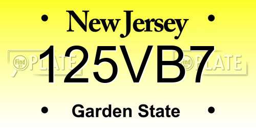 125VB7 New Jersey License Plate