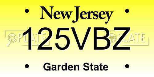 125VBZ New Jersey License Plate