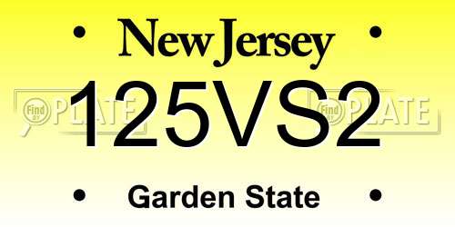 125VS2 New Jersey License Plate