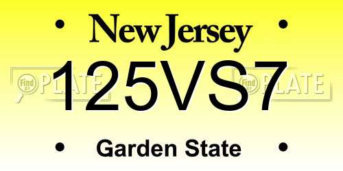 125VS7 New Jersey License Plate