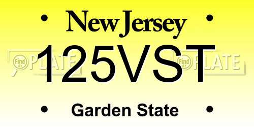 125VST New Jersey License Plate