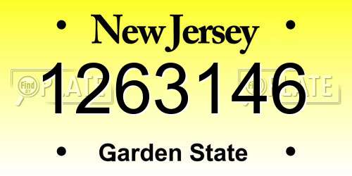 1263146 New Jersey License Plate
