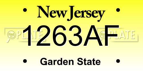 1263AF New Jersey License Plate