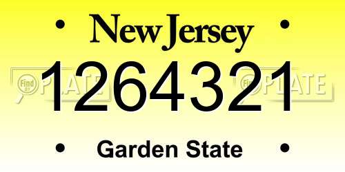 1264321 New Jersey License Plate