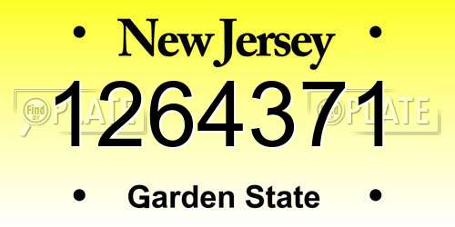 1264371 New Jersey License Plate