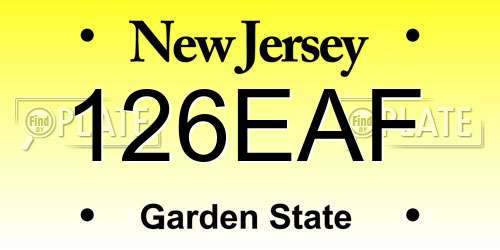 126EAF New Jersey License Plate