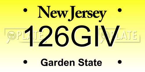 126GIV New Jersey License Plate
