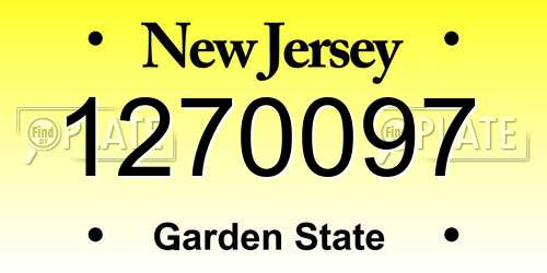 1270097 New Jersey License Plate