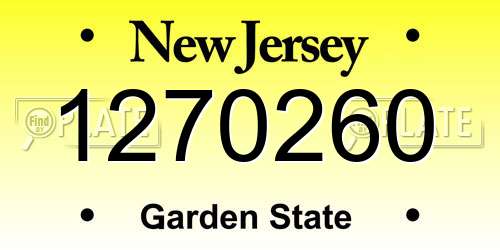 1270260 New Jersey License Plate
