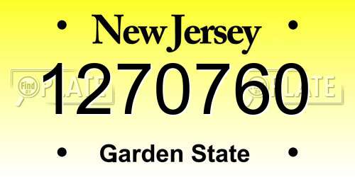 1270760 New Jersey License Plate