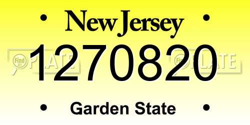 1270820 New Jersey License Plate