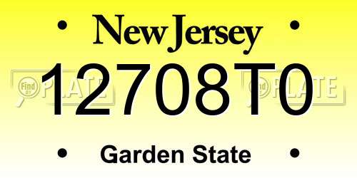 12708T0 New Jersey License Plate