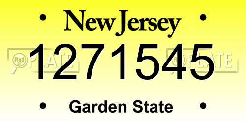 1271545 New Jersey License Plate