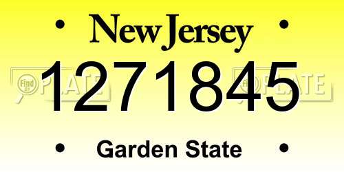 1271845 New Jersey License Plate