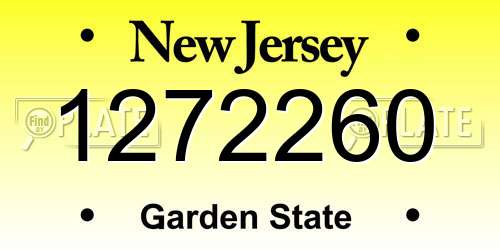 1272260 New Jersey License Plate