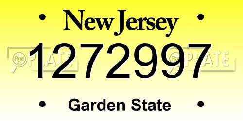 1272997 New Jersey License Plate
