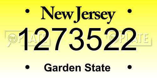 1273522 New Jersey License Plate