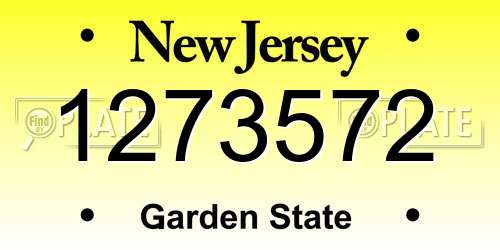 1273572 New Jersey License Plate