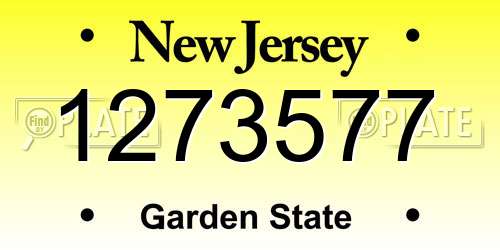 1273577 New Jersey License Plate