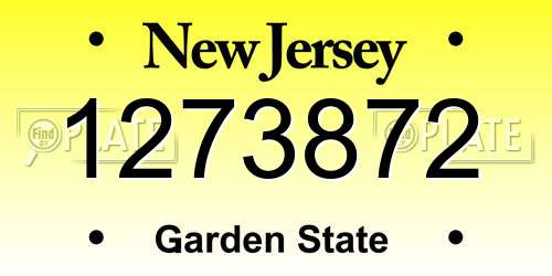 1273872 New Jersey License Plate