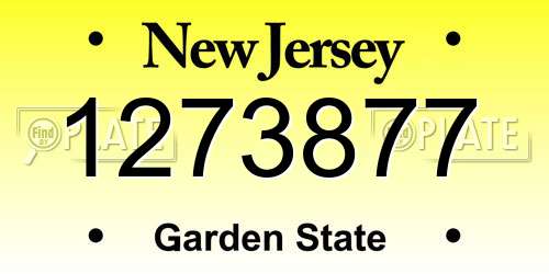 1273877 New Jersey License Plate