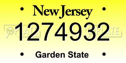 1274932 New Jersey License Plate