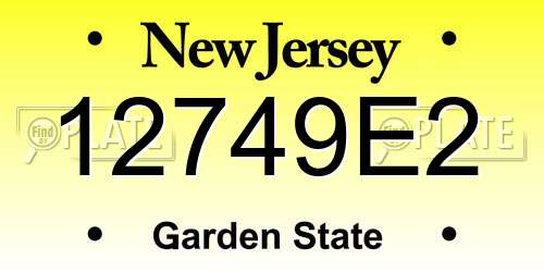 12749E2 New Jersey License Plate