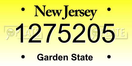 1275205 New Jersey License Plate