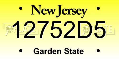 12752D5 New Jersey License Plate