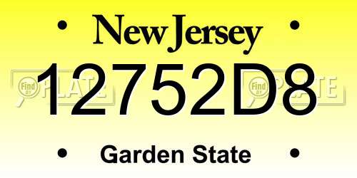 12752D8 New Jersey License Plate