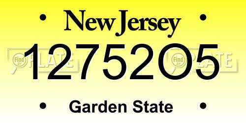 12752O5 New Jersey License Plate