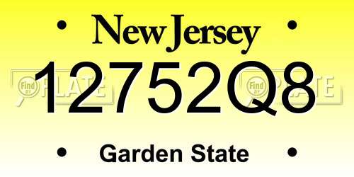 12752Q8 New Jersey License Plate