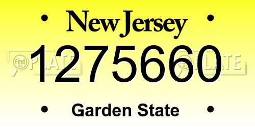 1275660 New Jersey License Plate