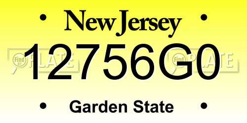 12756G0 New Jersey License Plate