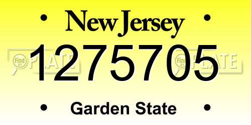 1275705 New Jersey License Plate